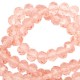 Faceted glass beads 4x3mm disc Smashing pink-pearl shine coating